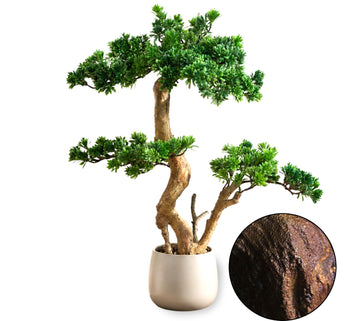 Artificial Bonsai Tree 26" Tall with Realistic Wood and Ceramic Pot, Fake Plants Desk, Japanese Decor