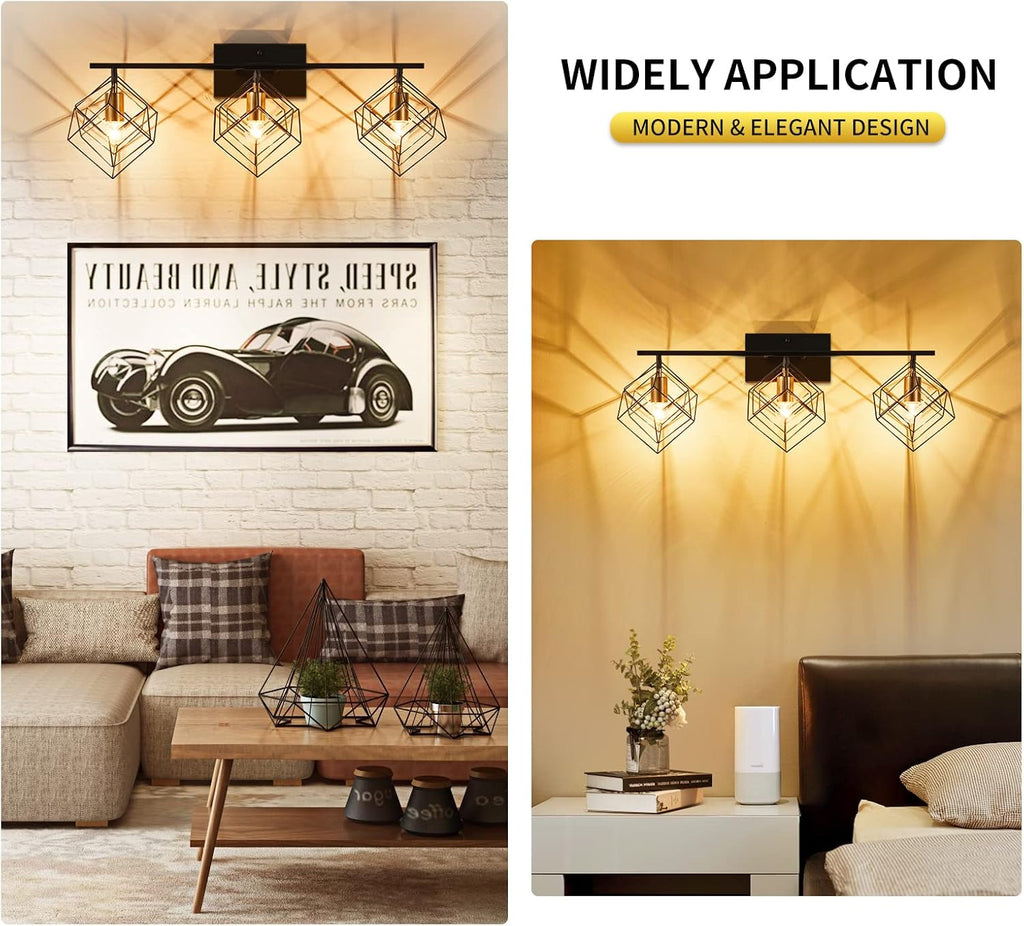 3 Light Vanity Light Light Fixtures Over Mirror with Rotatable 3 Cube Shades, Modern Wall Mounted Lights Matte