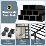 Metal Twin XL Over Twin XL Bunk Bed for Adults/Kids,Heavy Duty Adults Bunk Beds with Guardrail & Ladders,Twin XL Size