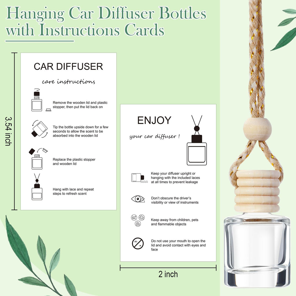 50Set Hanging Car Freshener Diffuser Bottle, White Card Cylindrical