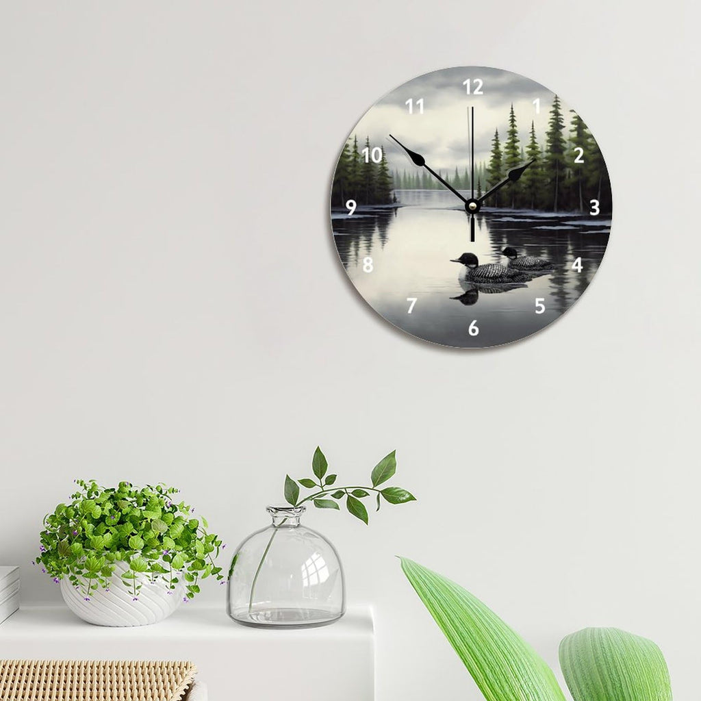 Loon Rustic Wall Clock Lake Time Wall Clocks Battery Operated