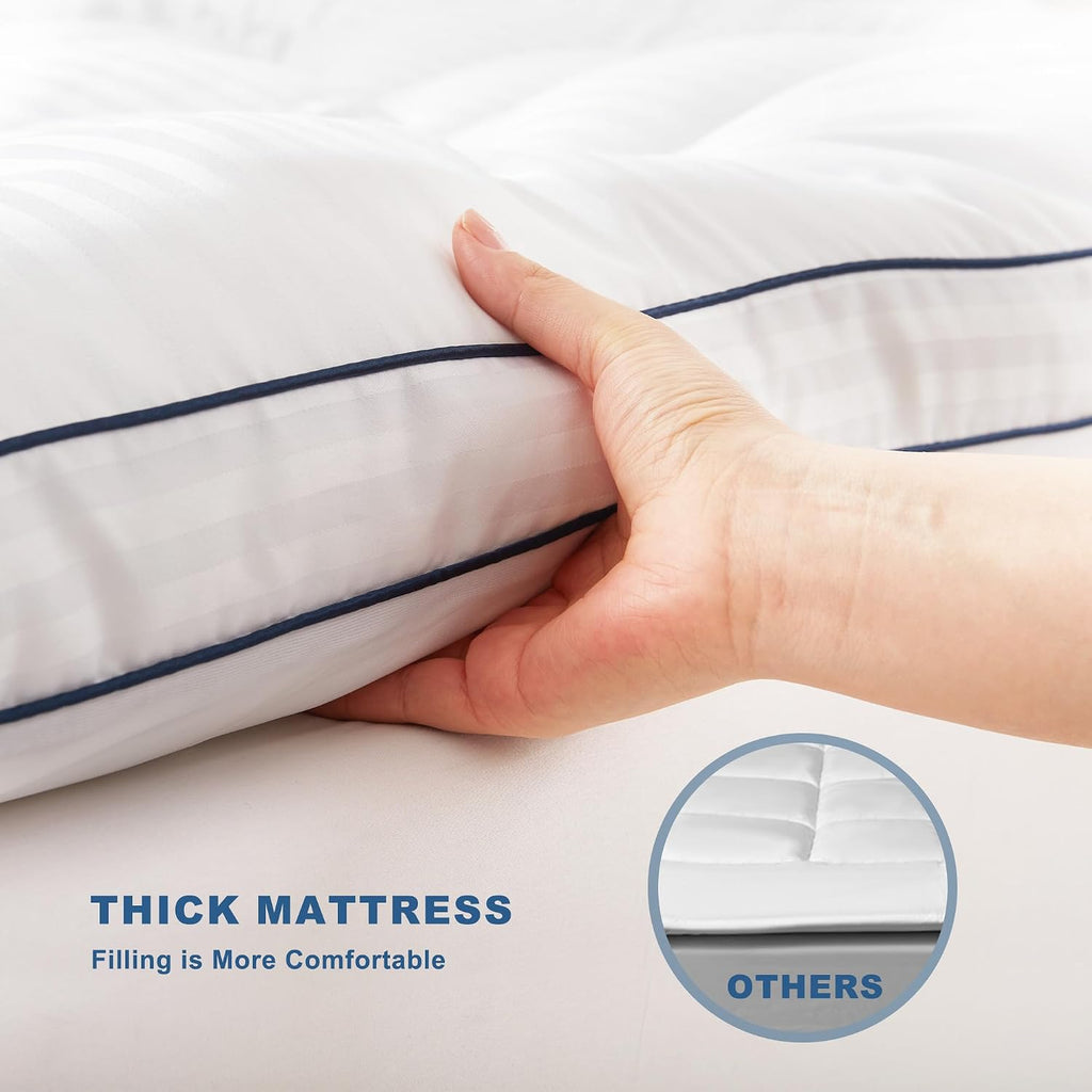 Queen Mattress Topper, Thick Pillow Top Bed Cover Soft Mattress Pad | Mattress Cover for Back Pain Relief,Cooling
