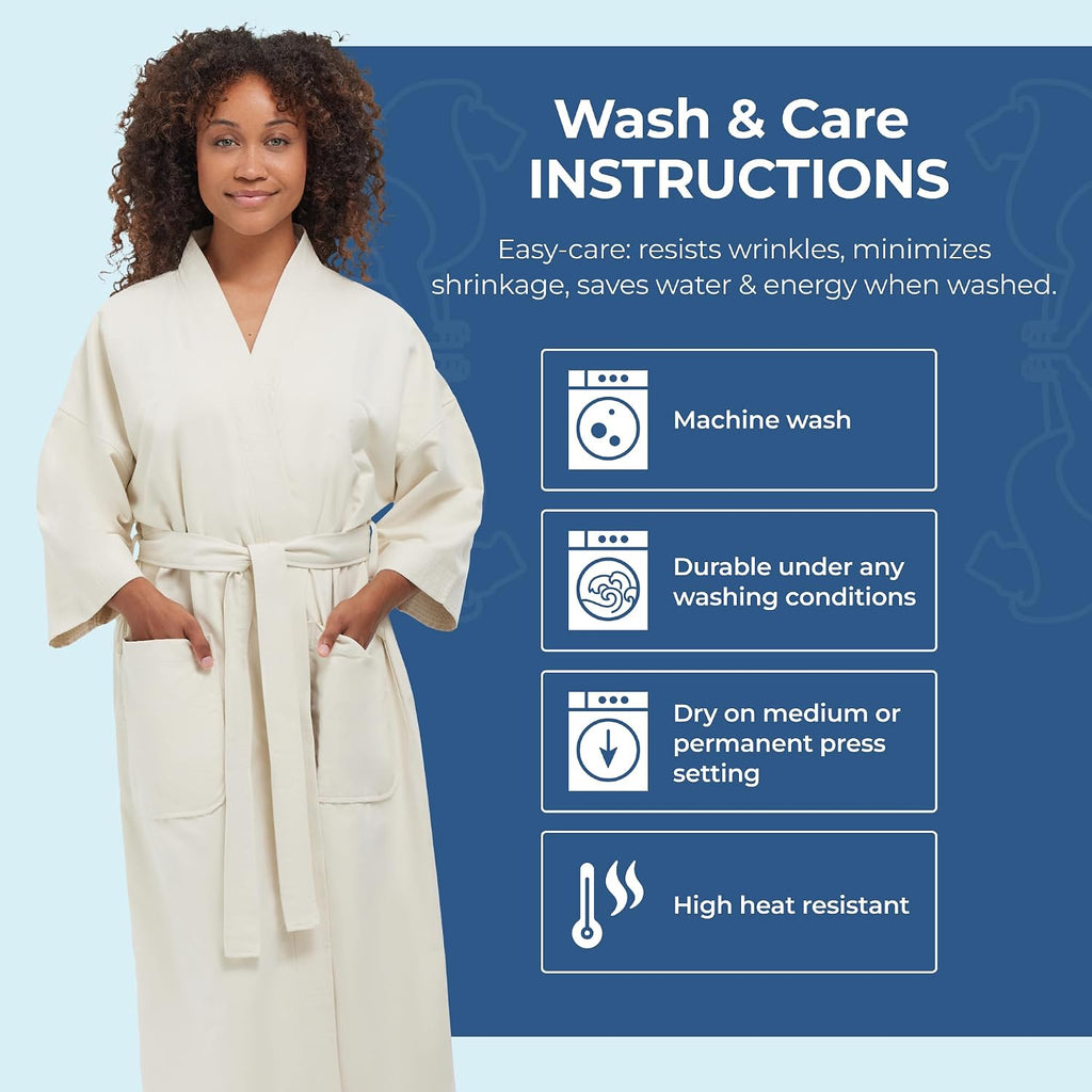 Unisex Chamois Microfiber Spa Kimono Robe | Soft Lightweight Fabric with Classic Kimono Design, Generously Sized