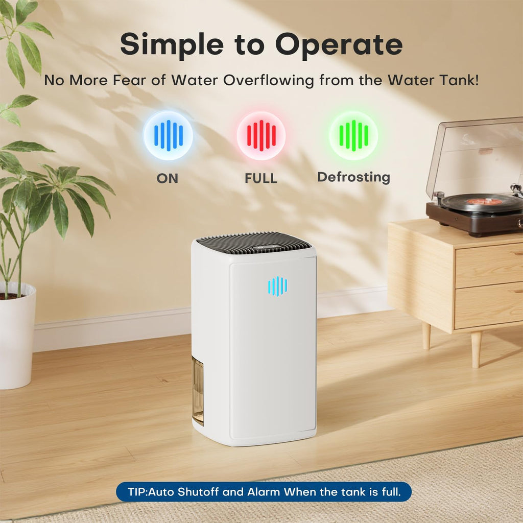 Dehumidifier, 38OZ,Small,Quiet, Energy-Saving Dehumidifier with Auto Shut Off, for Bathrooms, Closets, and RVs