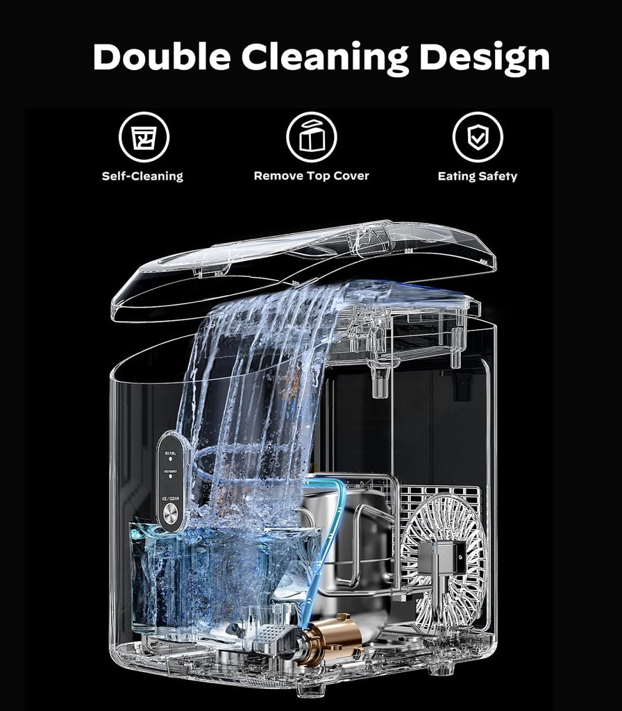 Nugget Ice Maker Countertop, Chewable Pellet Ice Machine with Self-Cleanin Function, 33lbs/24H Portable Ice Makers