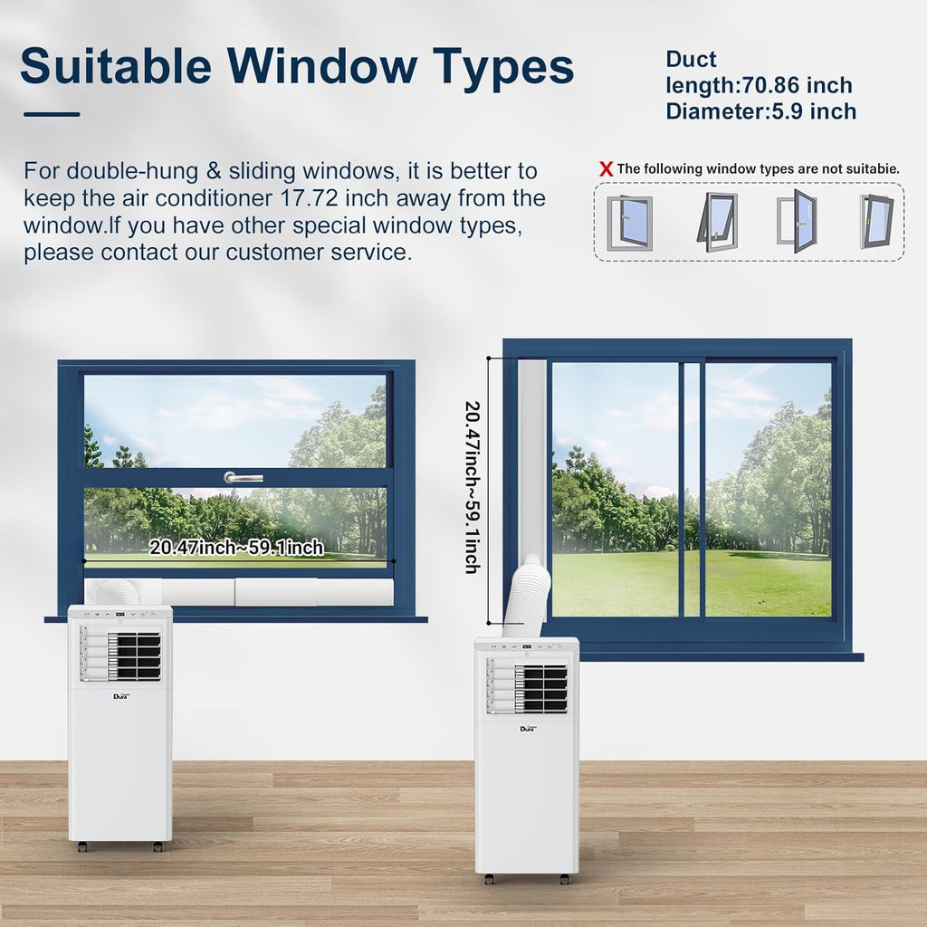 Portable Air Conditioners, 8,500 BTU(Ashrae) /5,100 BTU (SACC), Cooling,Dehumidifier,Fan Mode,Up to 200 Sq.Ft