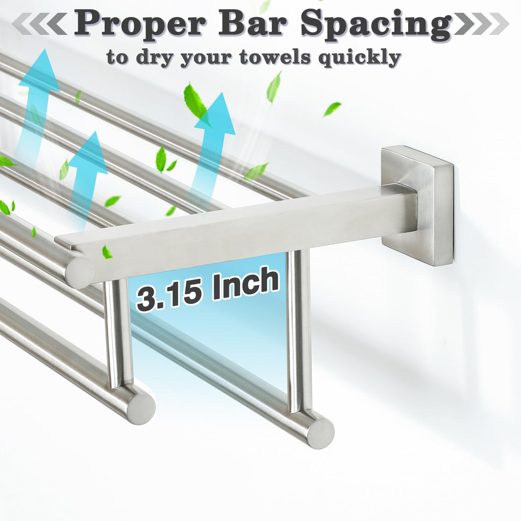 Double Towel Racks Wall Mount 24 Inch, Brushed Nickel