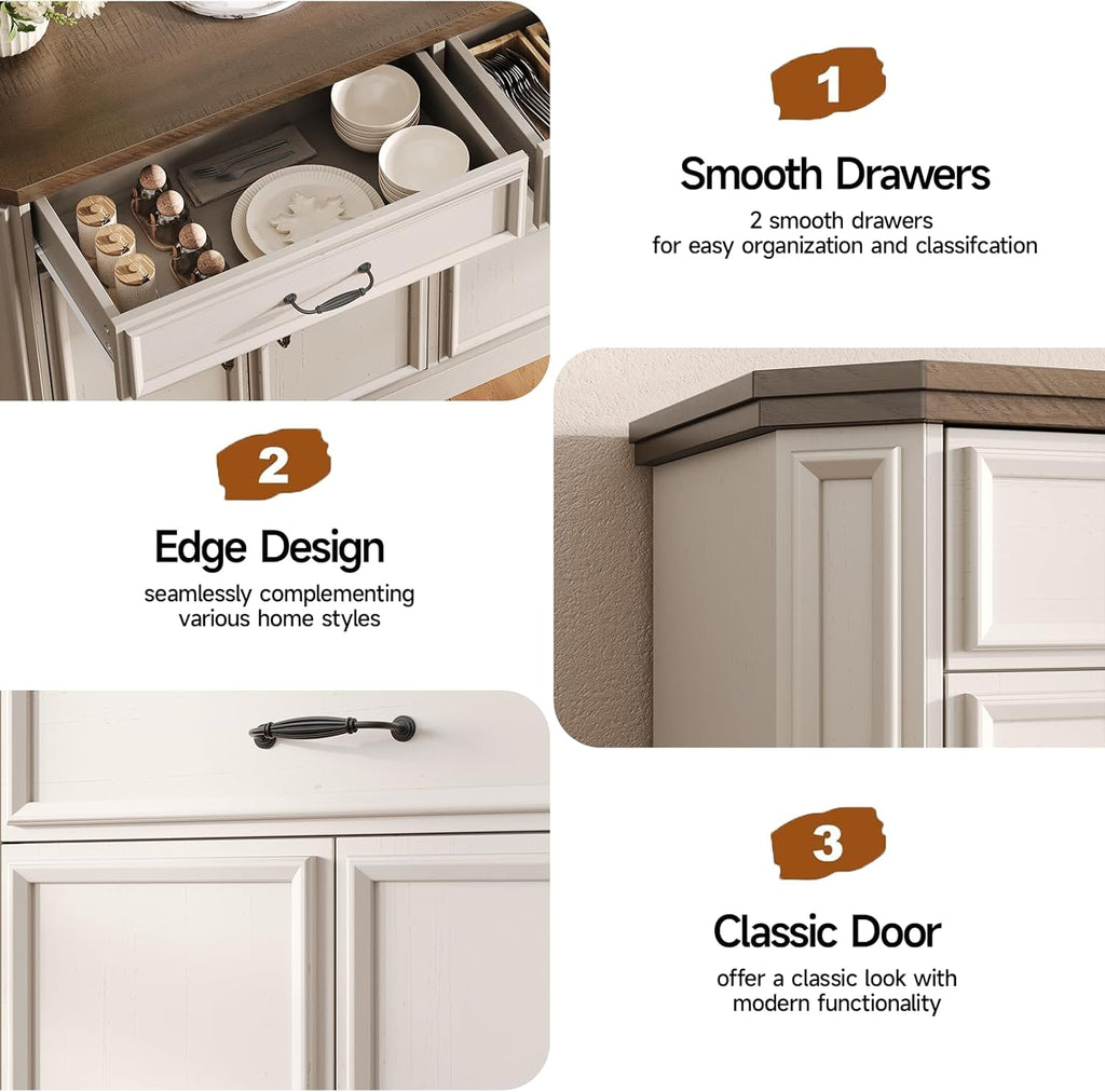 55" Sideboard Buffet Cabinet with 2 Storage Drawers & 4 Doors