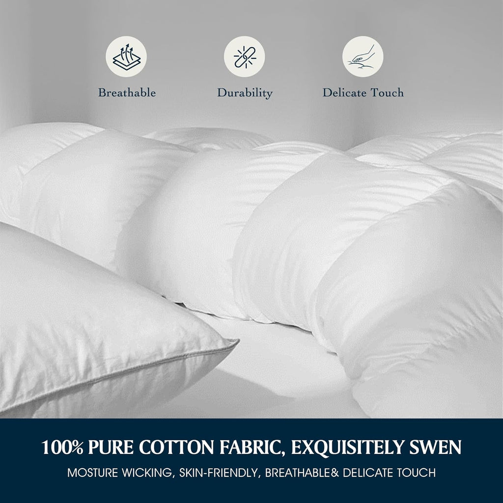 Goose Feather Down Fiber Cotton Comforter King - 100% Cotton Duvet Insert