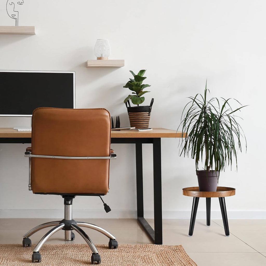 Indoor Plant Stand,Tall Stand with Raised Design(Walnut,12x10.8 in) | 2 Pack Wood Mid Century Plant Table in Walnut