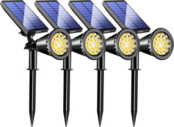 800 Lumens Solar Spot Lights Outdoor,4 Pack 18 LEDs Solar Flood Lights with 2 Modes &Adjustable &IPX65