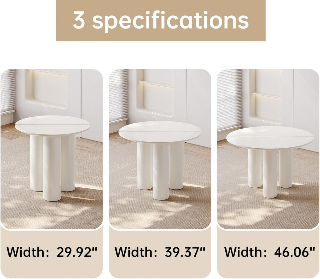 39" Round Dining Table for 4 Cream White Kichen Table with 3 Legs Modern Round Table 4 Seats Dining Room Table for Dining Room Restaurant Breakfast Nook Studio