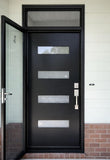 36 x 80 Fiberglass Entry Door with Brickmould, Frosted Glass - Contemporary Style for Home's Front Entrance, Left Hand
