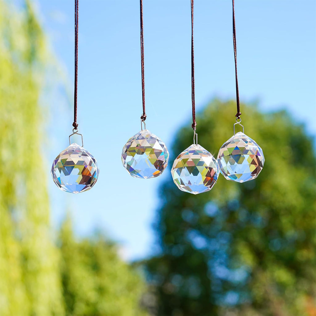 4 Pack Clear Crystal Ball Prism Suncatchers Window Rainbow Maker, 40mm - Hanging Crystals,Sun Catchers Indoor Window