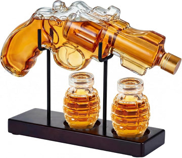 Birthday Gifts for Men Dad, Gun Whiskey Decanter Set with Shot Glass, Cool Anniversary Ideas for Him Husband Brother