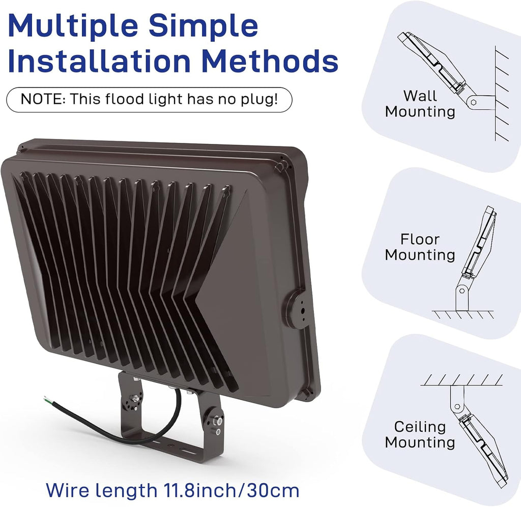 LED Flood Light 200W 24000LM 5000K Daylight IP65 Waterproof Outdoor Floodlights UL Certified for Court Garden