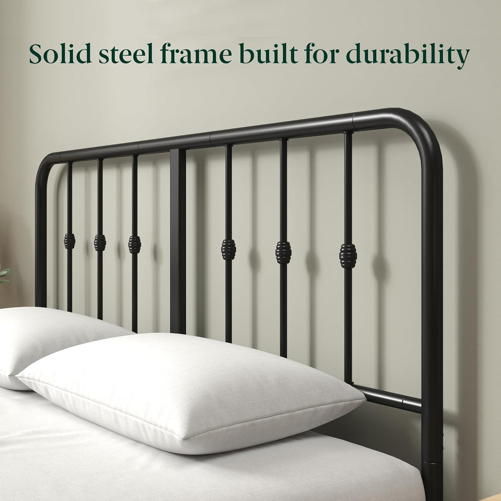 Leonardo Metal Platform Bed Frame, Victorian Spindle Style Headboard and Footboard, Heavy Duty Bed Base