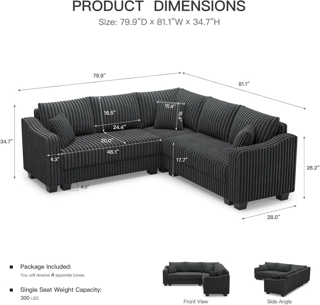 Convertible Sectional Couch with Chaise Corner Sectional Sofa L Shaped Couch Reversible Corner Upholstered