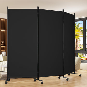 Room Divider 102'' Wide Folding Room Divider Panel with Wheel, Upgraded Base