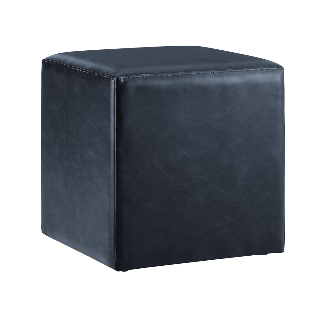 18" Warren Ottoman Square Faux Leather Bench, Stationary Ottomans, Backless Chair, Footrest, Footstool Office