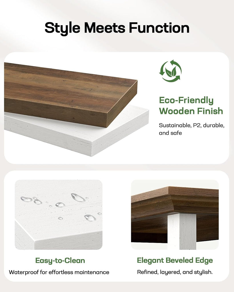Farmhouse Coffee Table with Storage, 39.4" Wood Coffee Table, Rustic Center Table with 2 Drawers, Open Display Area