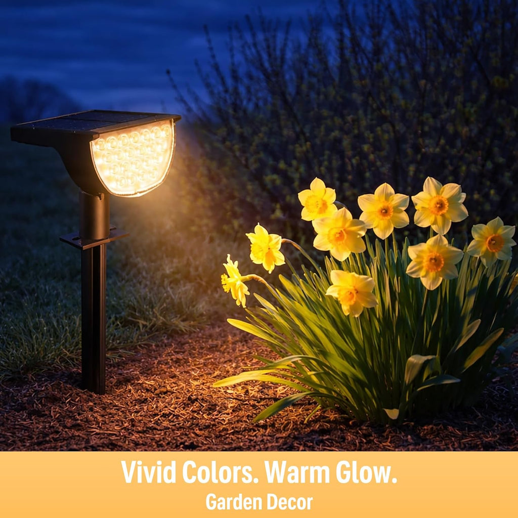 Solar Lights Outdoor Waterproof IP65, Solar Powered 76 LED 3 Lighting Modes Solar Spot Lights Outdoor for Yard Garden