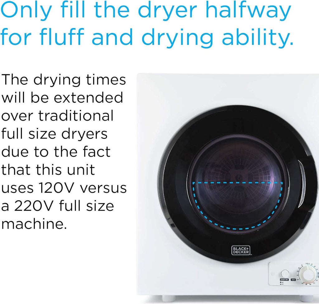 BCED26 Compact Dryer for Standard Wall Outlet, Small, 5 Modes, Load Volume 8.8 lbs., White