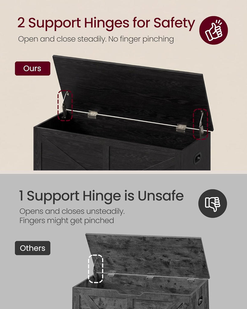 Storage Chest, Storage Bench with 2 Fabric Drawers, Farmhouse Style, 15.7 x 39.4 x 19.9 Inches, Ebony Black ULSB043B02