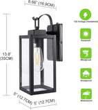 Dusk to Dawn Outdoor Wall Lantern, Wall Sconce for Porch Lighting Fixture, E26 Base Max 60W, Metal Housing Plus Glass