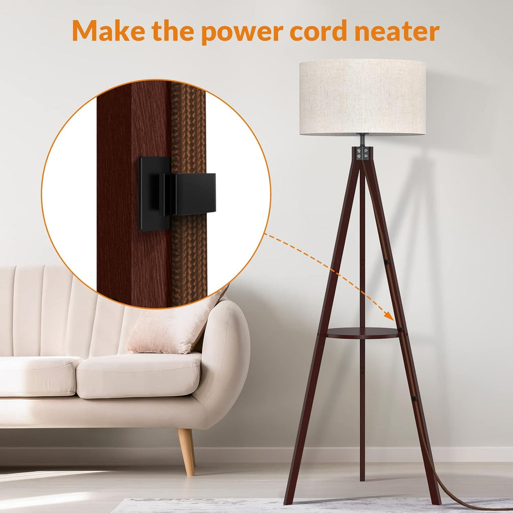 Tripod Floor Lamp, Mid Century Wood Standing Lamp, Modern Design Shelf Floor Lamp