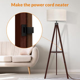 Tripod Floor Lamp, Mid Century Wood Standing Lamp, Modern Design Shelf Floor Lamp
