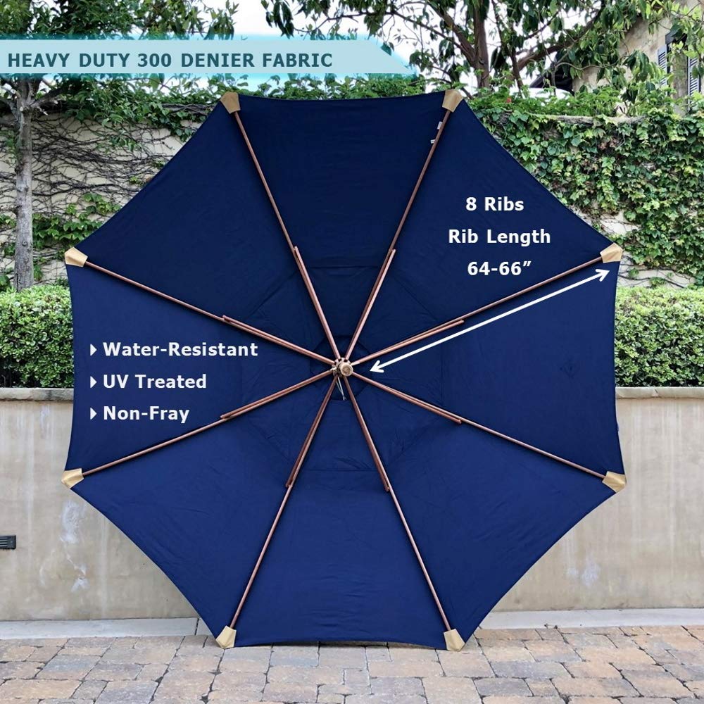 11ft Double Vented Patio Umbrella Replacement Canopy 8 Ribs Durable Olefin - UV Protective and Water Resistant Strong