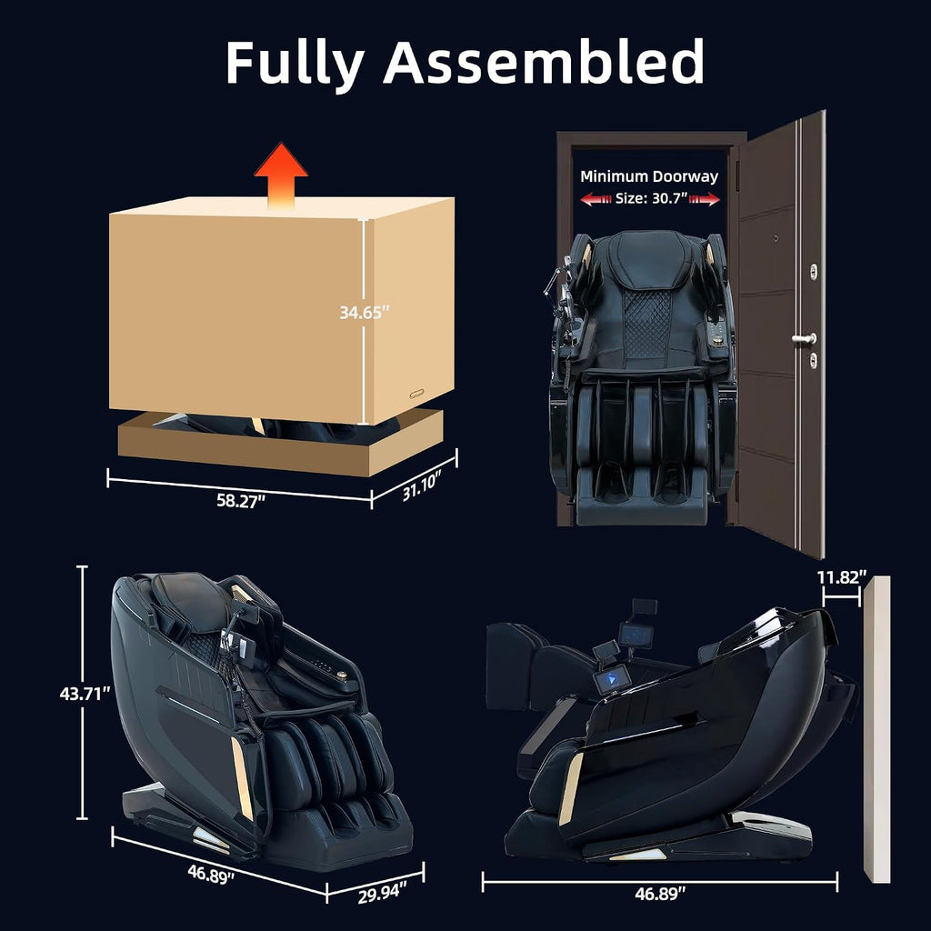 4D Massage Chair Full Body Extended SL-Track Zero Gravity Shiatsu Recliner | 3 Zero-Gravity Angles,3-Zone Heat,Calf &