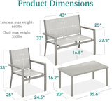 Best Choice Products 4-Piece Outdoor Textilene Patio Conversation Set, Backyard Furniture w/Loveseat, Coffee Table