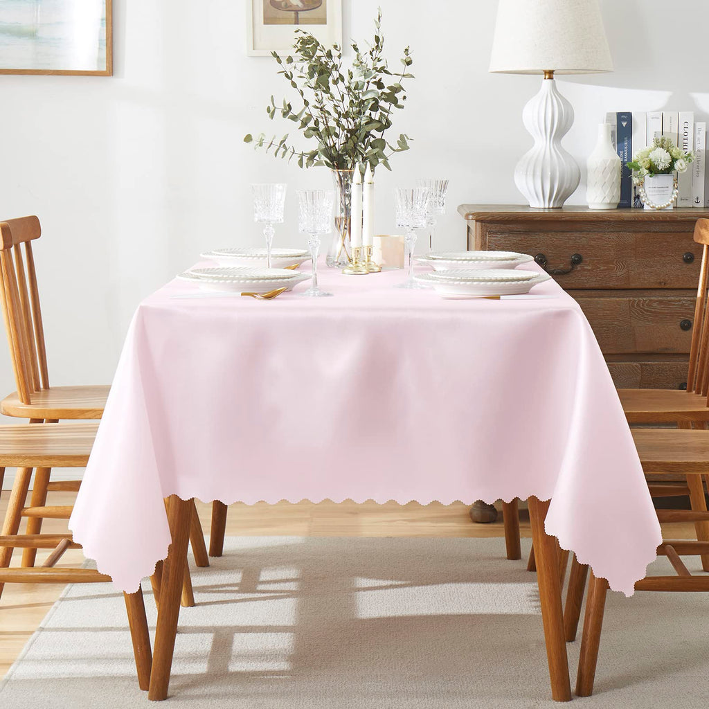 2 Pack Light Pink Satin Tablecloth 60 x 120 Inches Rectangle