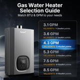 Natural Gas Tankless Water Heater, Indoor Max 4.3 GPM, 100, 000 BTU Instant Hot Water Heater