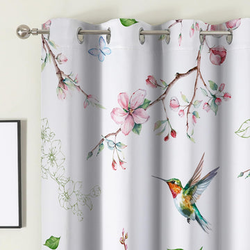 Floral Curtains, Blackout Curtains 84 Inch Length 2 Panels Set