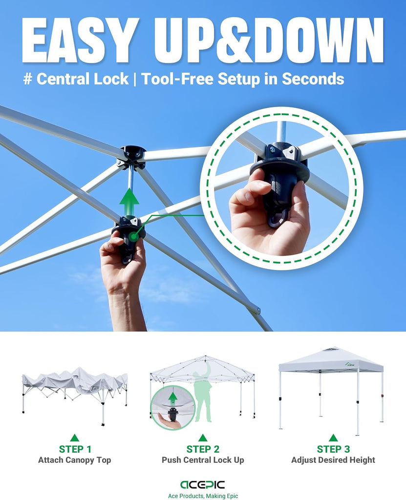 10x10 Pop Up Canopy Tent, One Push Instant Outdoor Gazebo with Vented Top