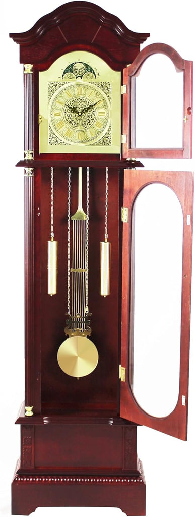 Traditional Floor Standing Grandfather Clock, 72-inch, Cherry Finish, Metal Dial with Roman Numerals, Westminster Chime, 19.25W x 71.63H...