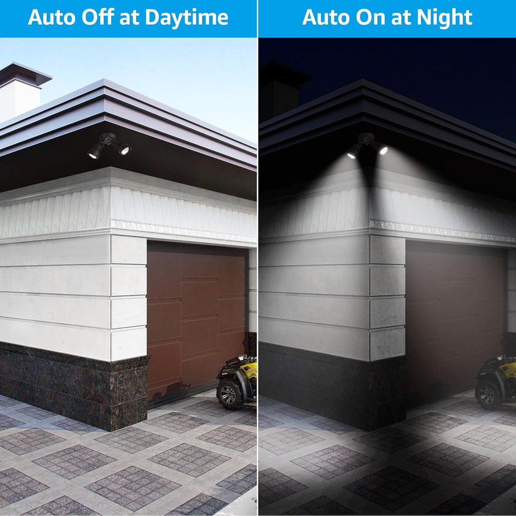 3CCT Dusk to Dawn LED Security Lights with Photocell, Bronze | Adjustable Dual-Head Flood Light Outdoor