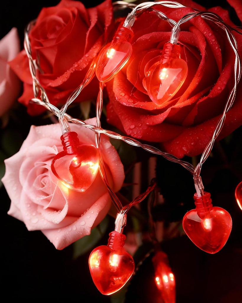 14.7ft 40LED Valentines Day Decorations String Lights, Battery Operated Heart Shape Hanging Garland Valentine's Day - Set of 40