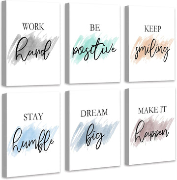 Motivational Wall Decor Inspirational Office Wall Art Quotes 12" x16" Framed Wall Art Encouraging Canvas Posters