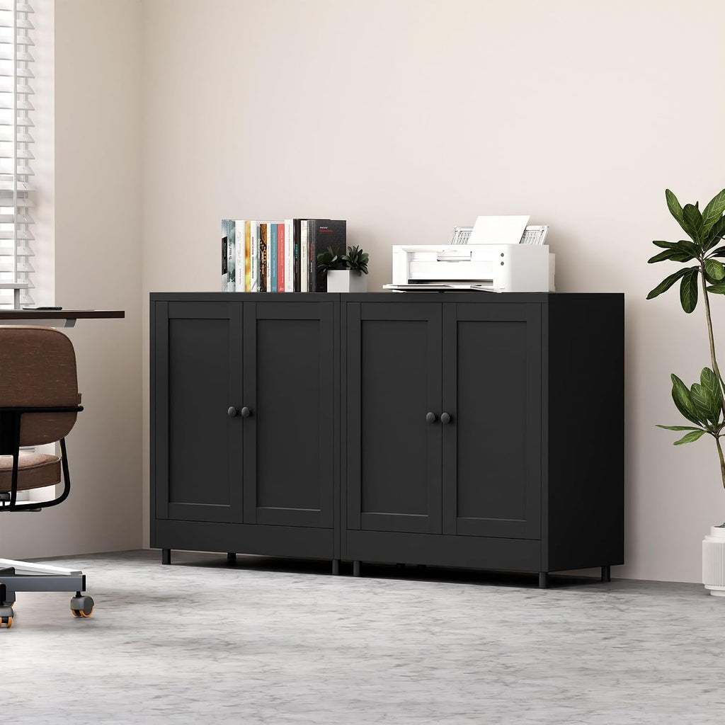Metal Storage Cabinet with 2 Doors and Adjustable Shelf, Steel Sideboard Buffet Cabinet Hallway Entryway Kitchen