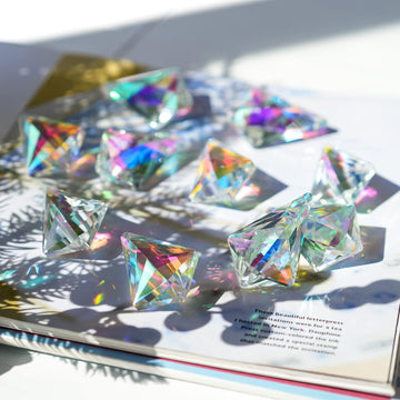 10 Pcs 50mm Colored Horn Crystal Prisms Chandelier Window Suncatcher - 50mm Colored Horn Crystal Glass Prisms
