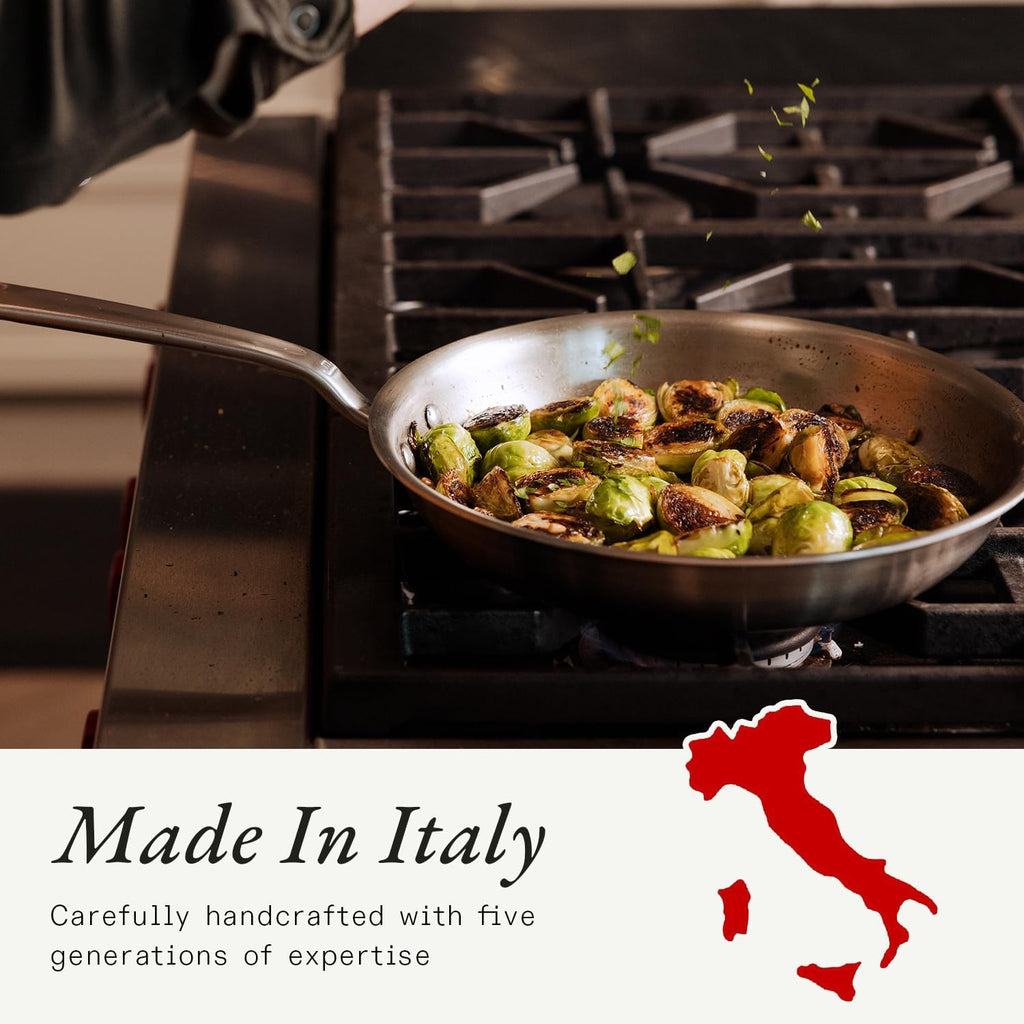 Cookware - 10 Piece Stainless Steel Pot and Pan Set - 5 Ply Clad - Includes Stainless Steel Frying Pans, Saucepans
