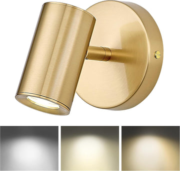 Gold Wall Sconce, Modern Wall Light Fixture, LED Track Lighting with GU10 Bulb for Bedroom Entryway Bathroom
