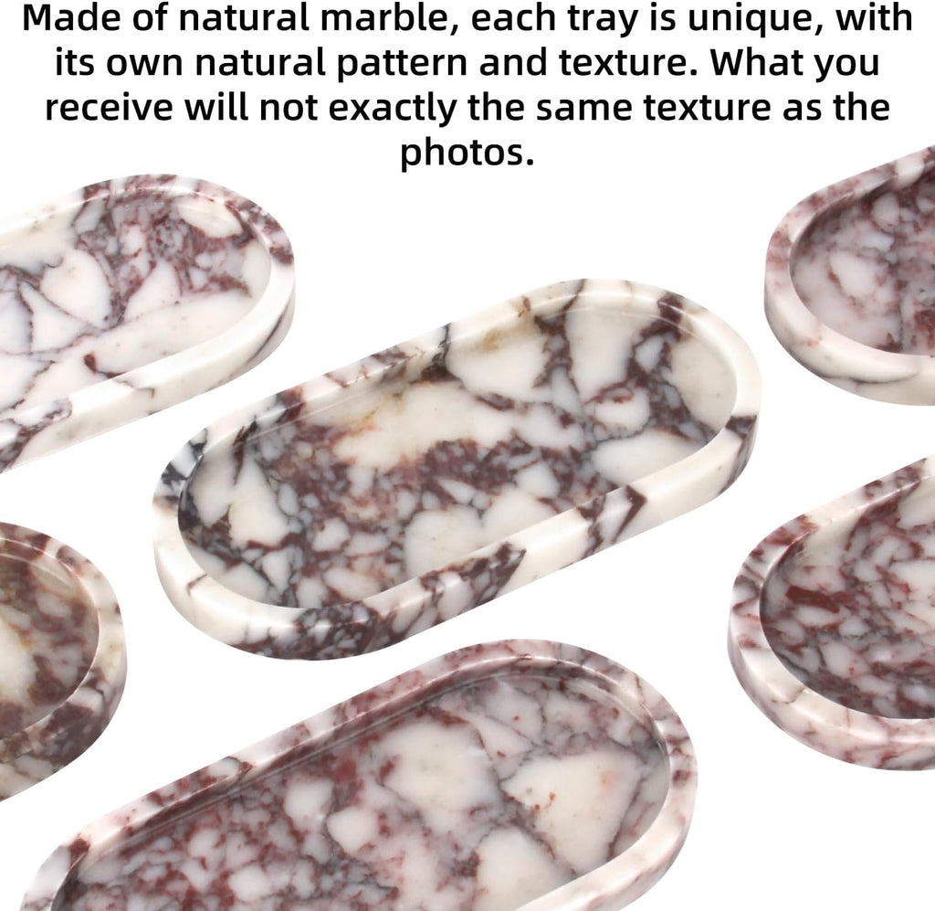 Natural Marble Tray Oval, Calacatta Viola, 10 x 5 x 0.6 | Bathroom Vanity Tray for Countertop, Elegant Stone