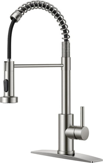 Kitchen Faucets, Brushed Nickel Kitchen Sink Faucet with Pull Down Sprayer, Commercial Kitchen Faucet Stainless Steel