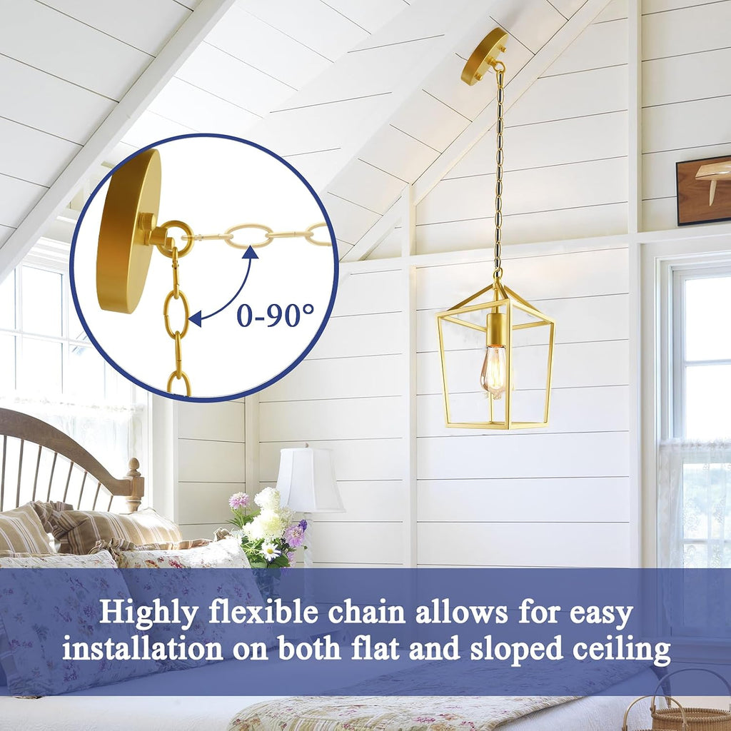 2-Pack Gold Pendant Lights Kitchen Island, Modern Mid Century Light Fixtures Hanging Lamp for Kitchen, Farmhouse