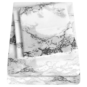 1500 Supreme Collection Extra Soft Marble Print 4-Piece Sheet Set- Luxury Bed Sheets Set with Deep Pocket Wrinkle
